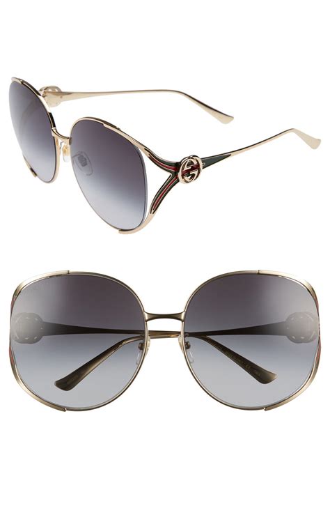 63mm open temple sunglasses gucci|Round frame sunglasses in black acetate .